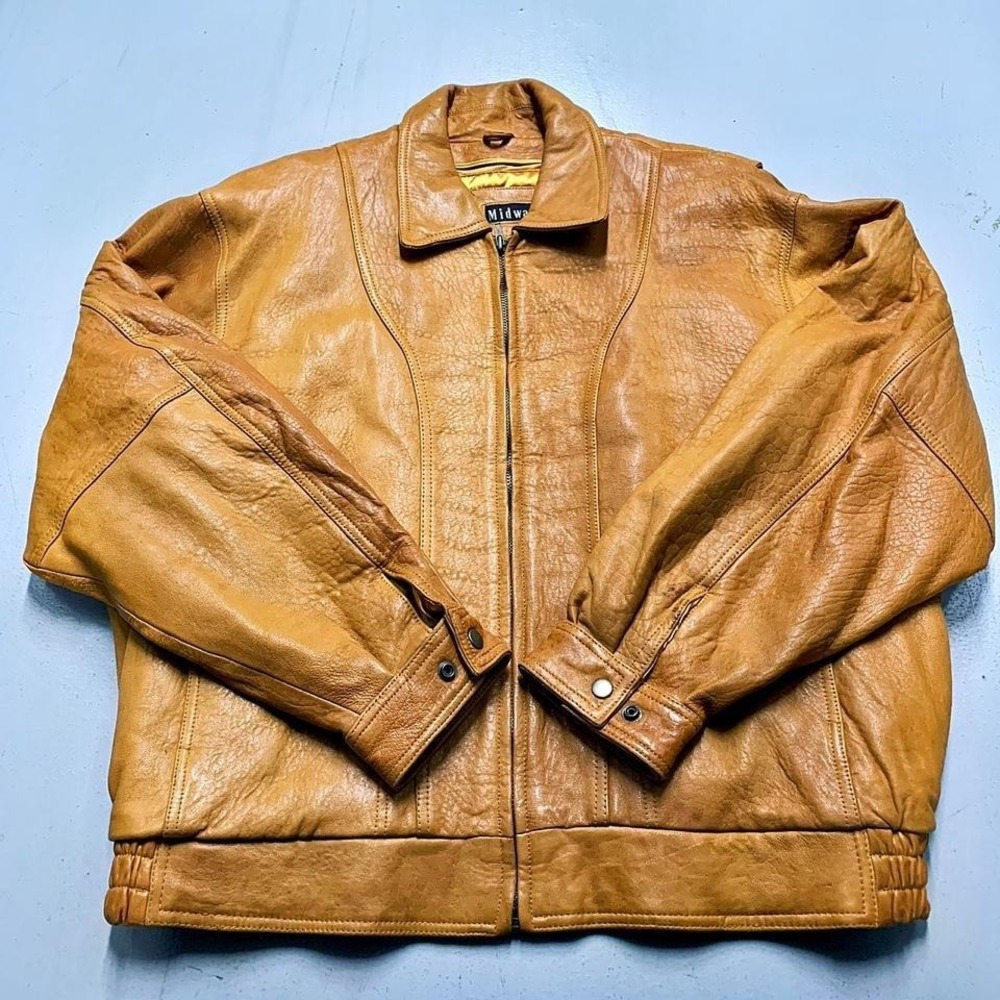 Vintage Midway Mustard/Tan Leather Jacket